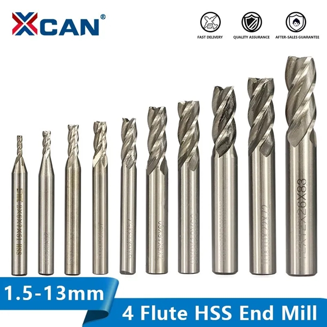 Xcan-フライス加工用の4つのフルートミル,CNC工作機械用の1.5?13mm,アルミニウムカッター,フライス盤